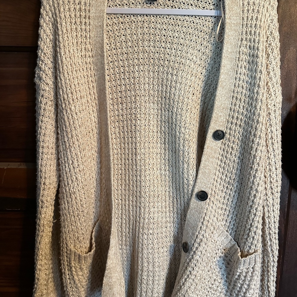 American Eagle Cozy Cream Knit Cardigan Sweater